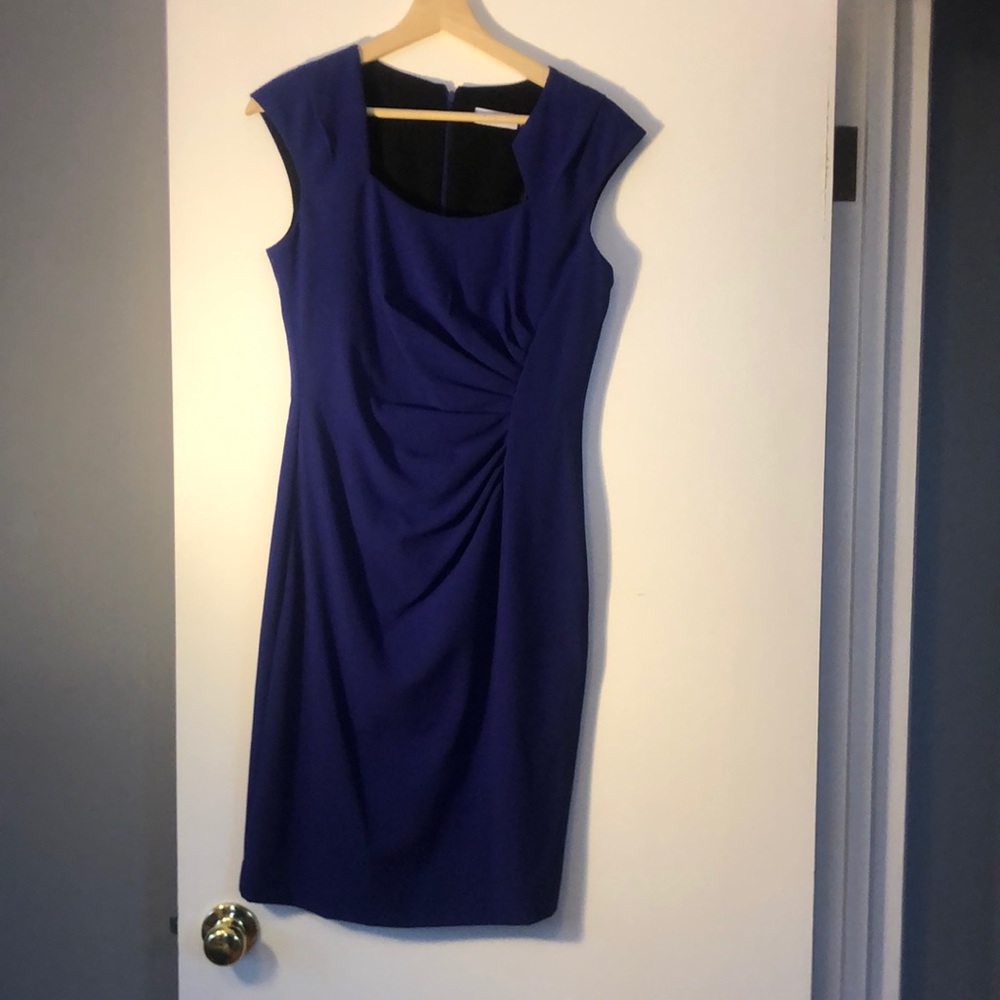 Size 4 Purple Calvin Klein sheath and pleated dress